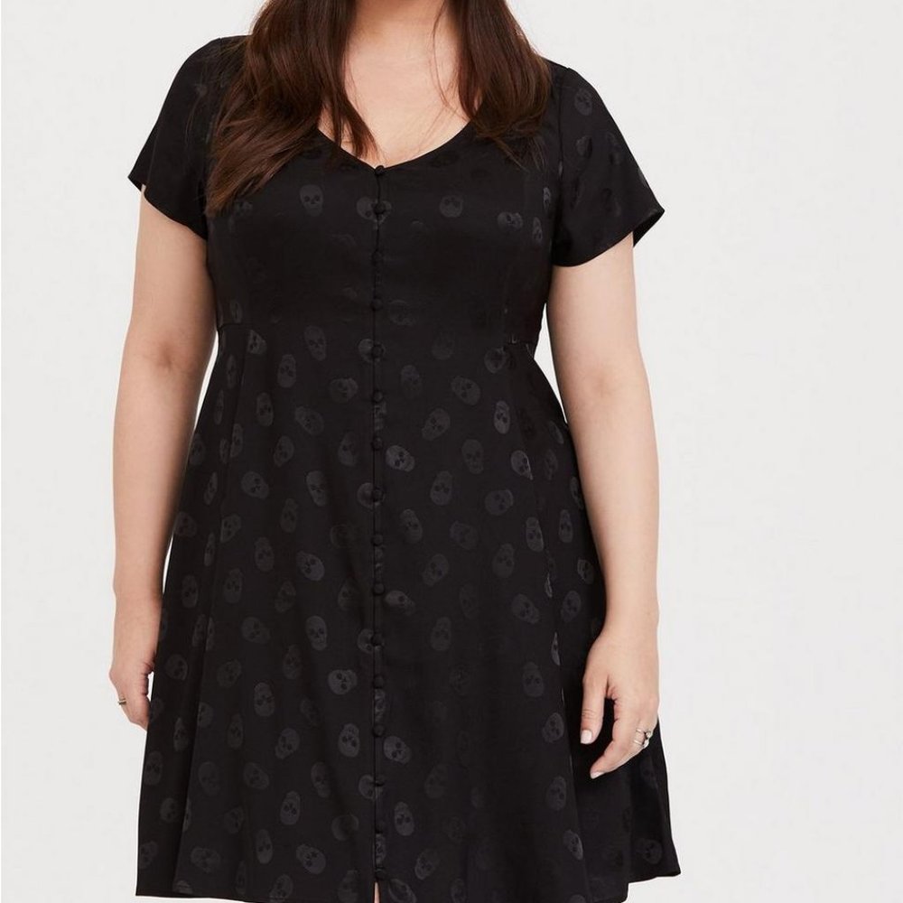 Torrid Skull Jacquard Dress 1X Goth BNWT